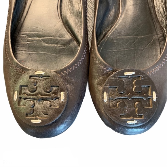 HP {Tory Burch} Dark Chocolate Reva Flats Women’s 7 Ballet - Picture 3 of 14